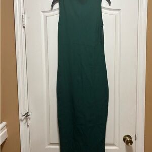 Fashion Nova Green Ribbed Halter Maxi Dress